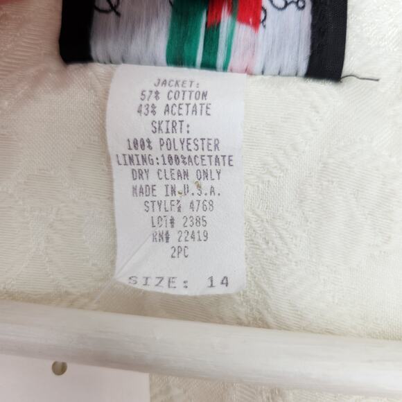 Vintage David Rose Regencycore White Brocade Button Down Blouse L - Picture 7 of 12